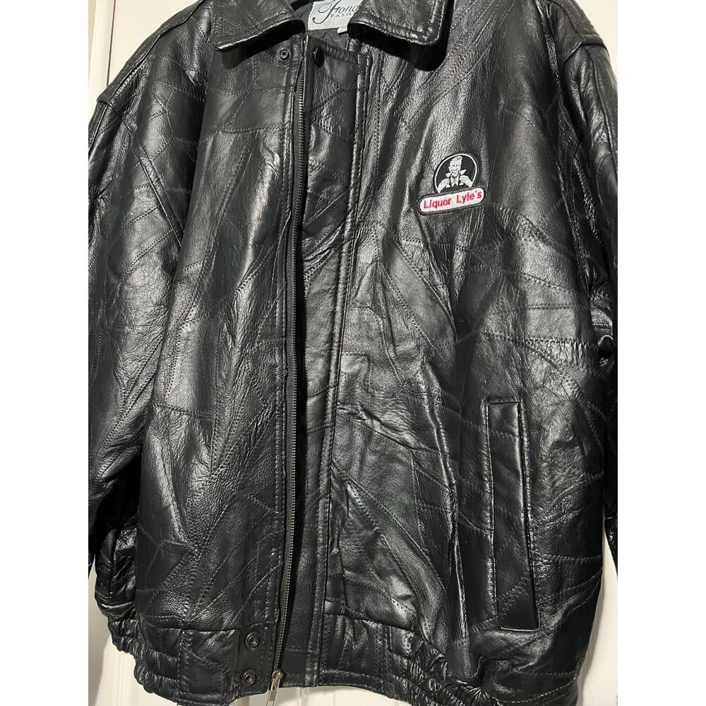 Vintage Fondini Leather Jacket Mens XL Black Patchwork Lyle’s Liquor NWT - Picture 11 of 12